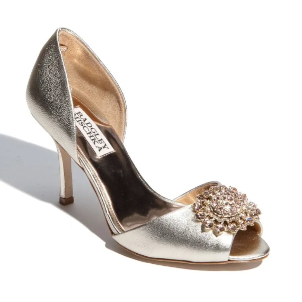Badgley Mischka Lacie Silver Jeweled Pumps